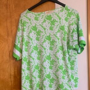 MICHAEL Michael Kors Green and White Floral Short Sleeve Top